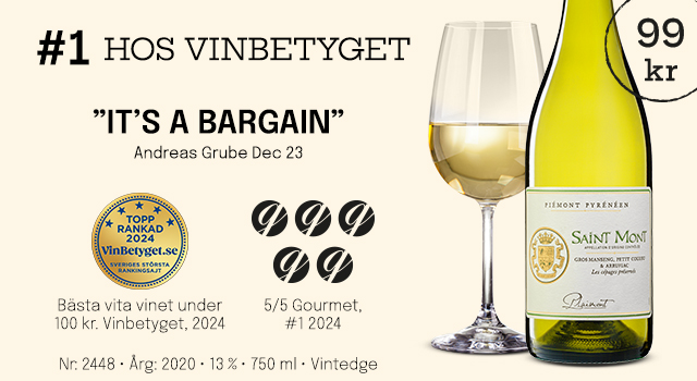 Vitt vin från Frankrike: saint Mont. Bra pris: 99 kr