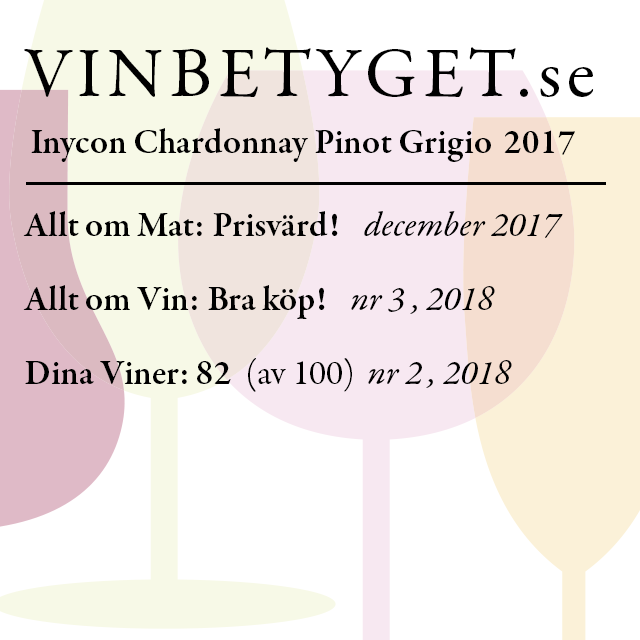 Vin betyg: Inycon Chardonnay Pinot Grigio, boxvin 3000 ml (art nr 2153)