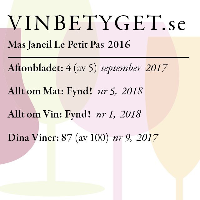Vin betyg: MJ Le Petit Bas, Languedoc-Roussillon, 2018 (art nr 79687)