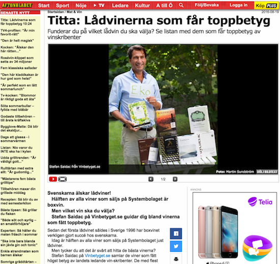 Aftonbladet intervjudar Vinbetyget.se om bästa boxvinerna 2016