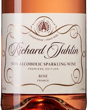 Mousserande rosévin, flasketikett: Richard Juhlin Non-Alcoholic Sparkling Wine Rosé 