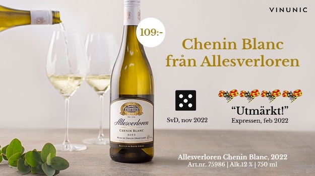 Bra vitt vin från Sydafrika Allesverloren Chenin Blanc 109 kr 