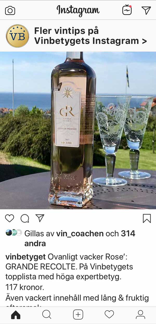 Vintips rosévin Vinbetygets Instagram 