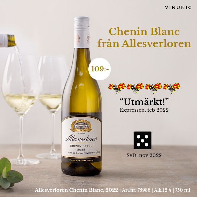Utmärkt vitt vin: Allesverloren Chenin Blanc 109 kr