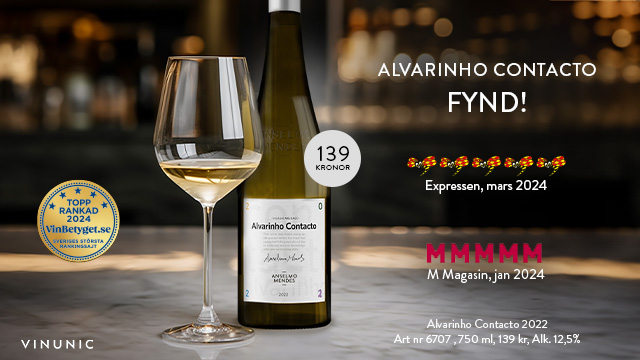 Vitt vin rekommenderas: Alvarinho Contacto 139 kr 