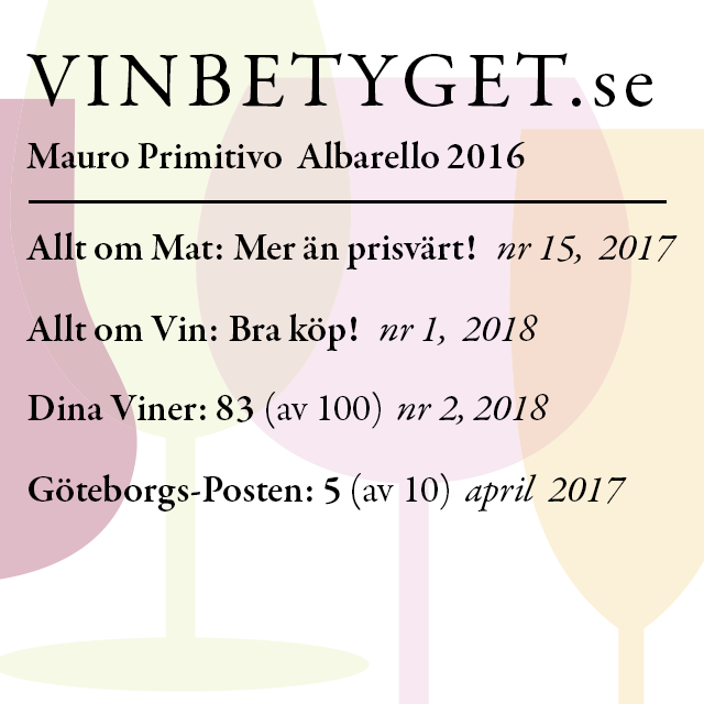 Vin betyg: Mauro Primitivo Alberello (art nr 32364)