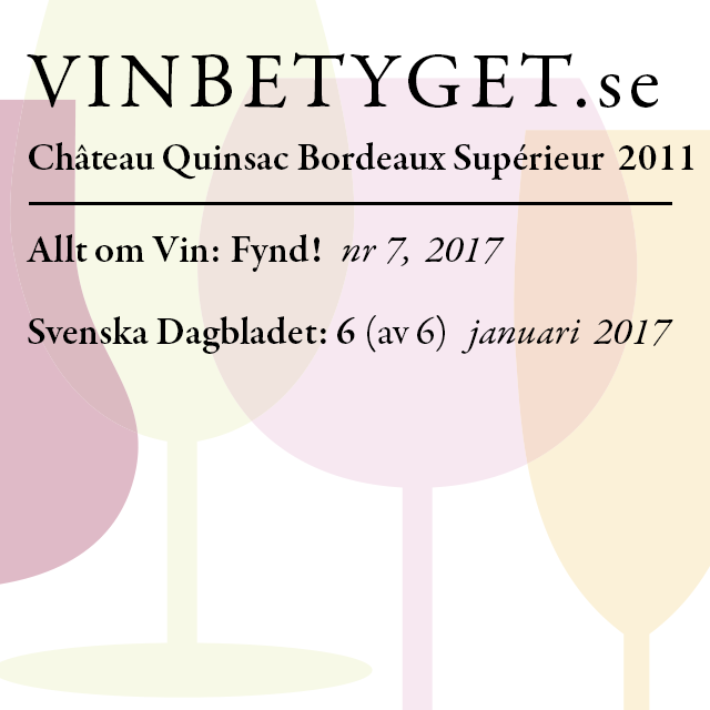 Vin betyg: Château Quinsac Bordeaux Supérieur  (art nr 3601)