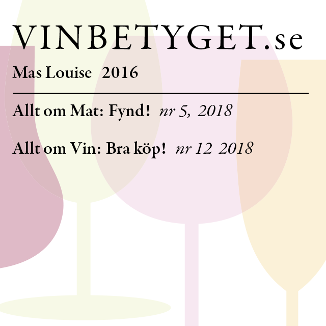Vin betyg: Mas Louise Côtes du Rhône 2016 (art nr 6470)