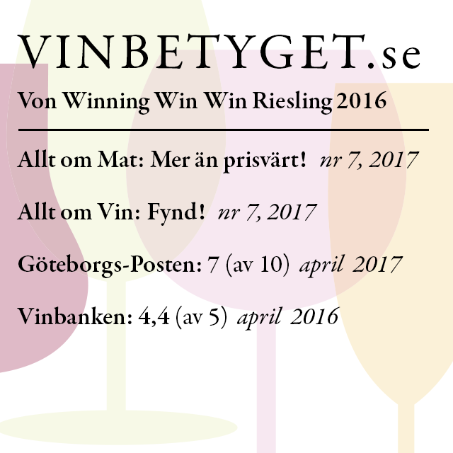 Vin betyg: Von Winning Win Win Riesling Trocken (art nr 79394)
