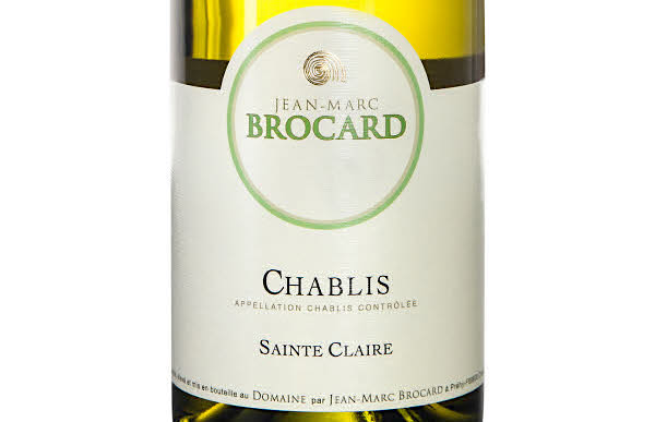 etikett för det vita vinet Brocard Chablis
