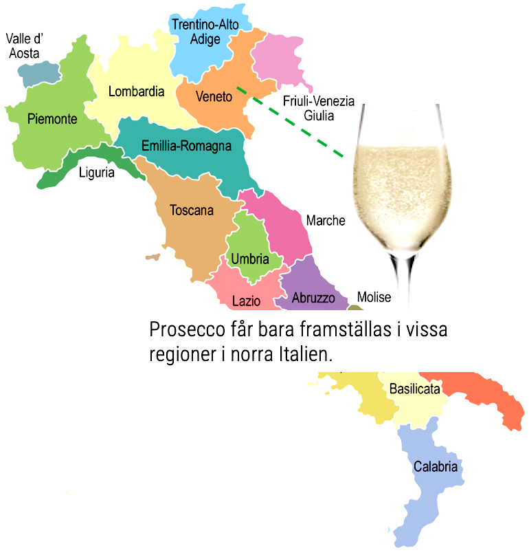 Vinkarta Italien: Prosecco